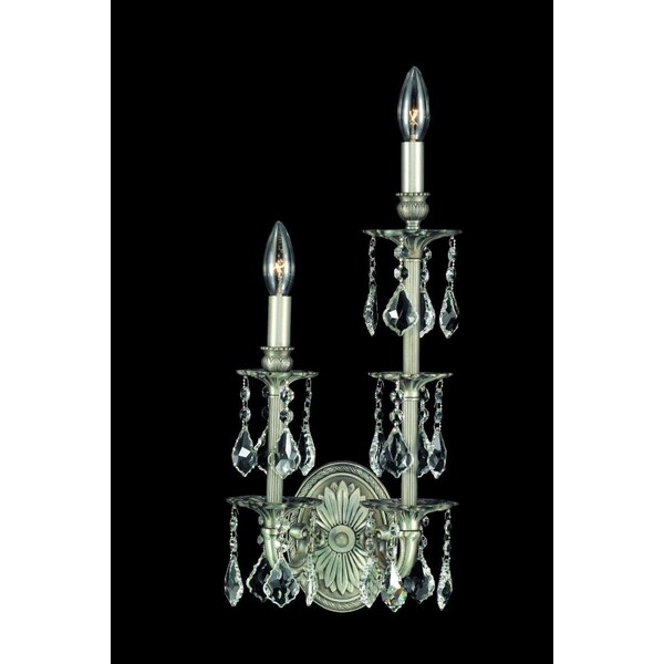 Lighting Business 9502SW9PW-RC 9 in. Marseille 2 Lights Wall Sconce Light with Royal Cut Crystals, Pewter LI1536830 - main